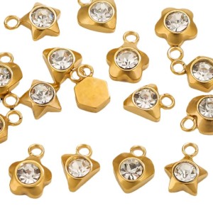 1 Paire De Pendentifs Pour Femme En Forme De Cœur Simple, Plaqués Or , En Zircone h5 Image6
