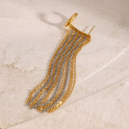 1 paire de boucles d'oreilles pendantes élégantes à pompons, en acier inoxydable plaqué or, pour femme, collection classique. 2