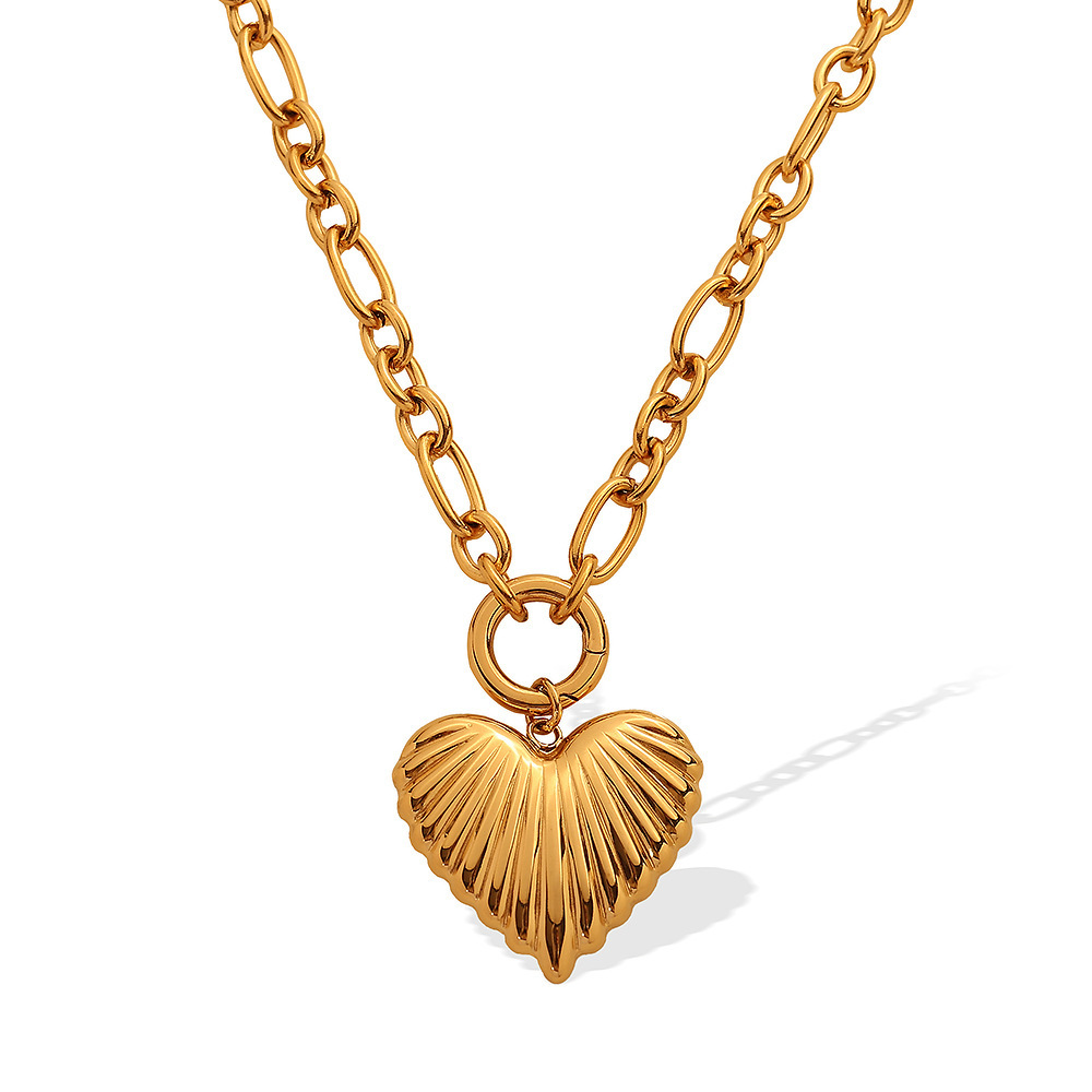 Collier Avec Pendentif En Forme De Cœur Romantique En Acier Titane Couleur Or Pour Femme, 1 Pièce h5Image6