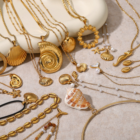 boucles d'oreilles coquillage en acier inoxydable, style plage d' , stations indépendantes européennes et américaines, boucles d'oreilles étoile de mer en acier titane, meilleures ventes