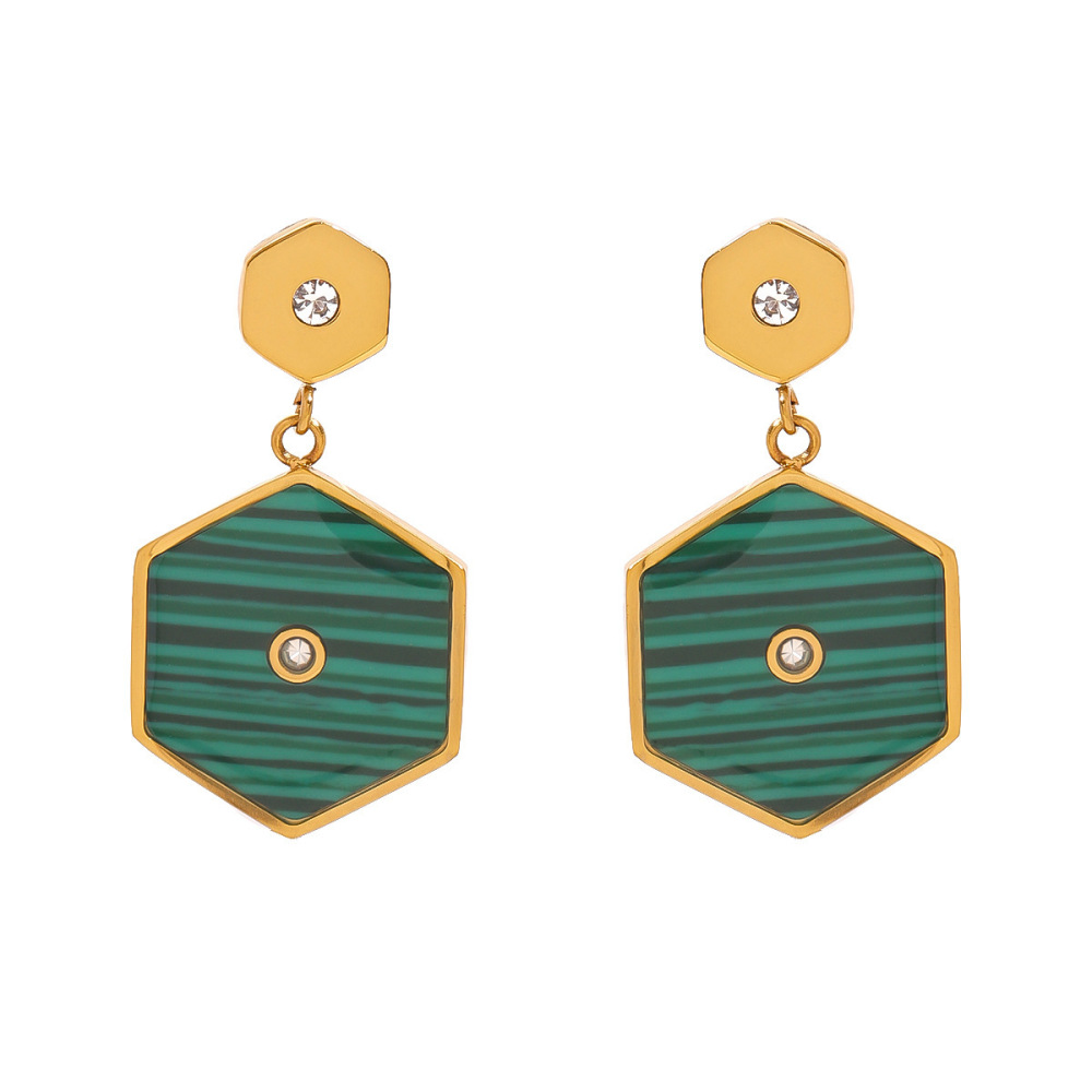 1 Paire De Boucles D'Oreilles Pendantes Élégantes En Acier Inoxydable Plaqué Or  Avec Strass Pour Femme, Série Simple Image8