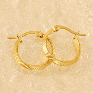 1 Paire De Boucles D'Oreilles Créoles Géométriques Simples En Acier Inoxydable Plaqué Or  Pour Femme h5 Image5