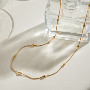 Collier Chaîne Géométrique Simple En Acier Inoxydable Plaqué Or  Pour Femme, 1 Pièce h5 Image3