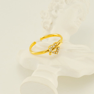 1 Paire De Petites Bagues Ouvertes En Diamant Pour Femme, En Acier Titane De Haute Qualité, Avec Index En Forme De Flèche De Cupidon, Réglables h5 Image4