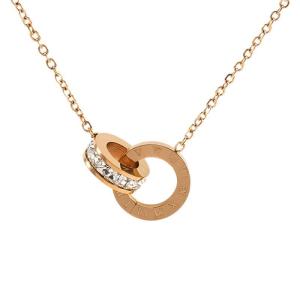 Collier Unisexe Avec Pendentif Géométrique En Acier Titane Plaqué Or  Et Strass, Série Classique, 1 Pièce h5 Image6