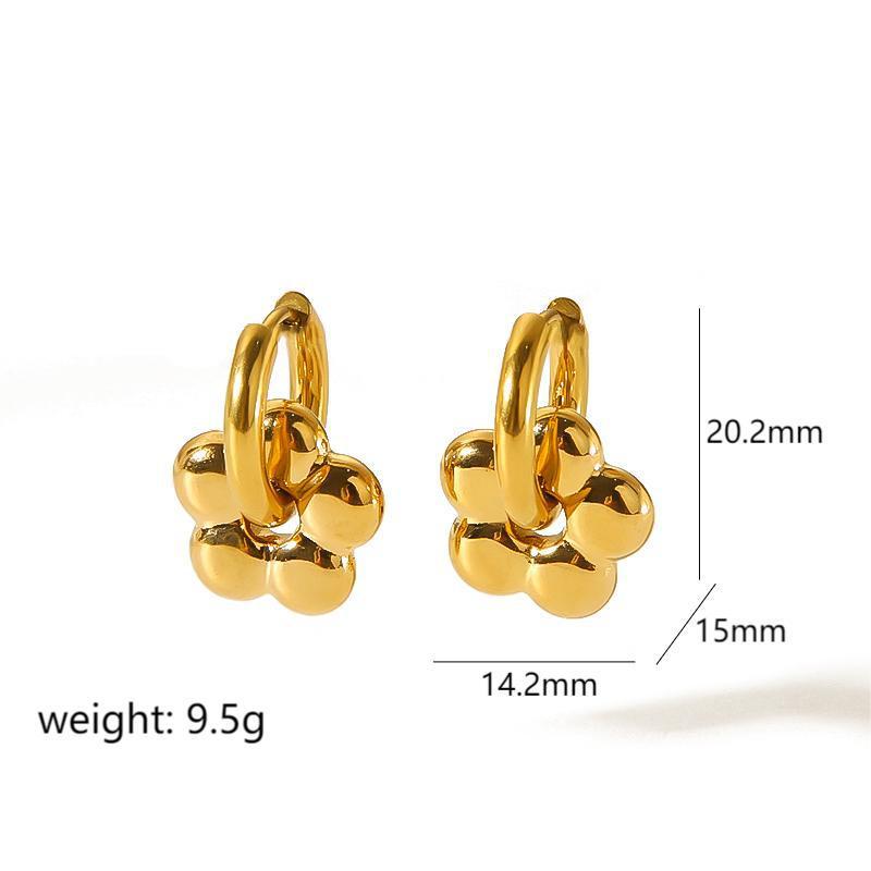 1 Paire De Boucles D'Oreilles Pendantes Simples En Forme De Fleur, Plaquées Or Image5