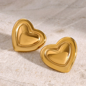 1 Paire De Boucles D'Oreilles À Tige Rétro En Acier Inoxydable Plaqué Or Pour Femme, Série Simple h5 Image4