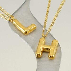 Collier Avec Pendentif En Acier Titane Plaqué Or Pour Femme, Série Simple, Lettre Simple h5 Image5