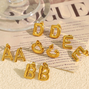 1 Paire De Boucles D'Oreilles Puces Pour Femme, Style Moderne Et Décontracté, En Acier Inoxydable Étanche Couleur Or. h5 Image6