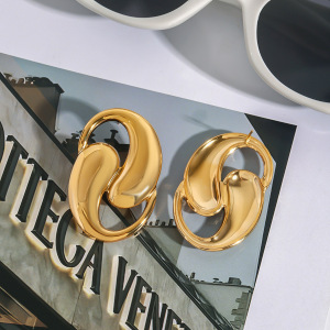 1 Paire De Boucles D'Oreilles À Tige Pour Femme, , En Acier Inoxydable, Couleur Or h5 Image6
