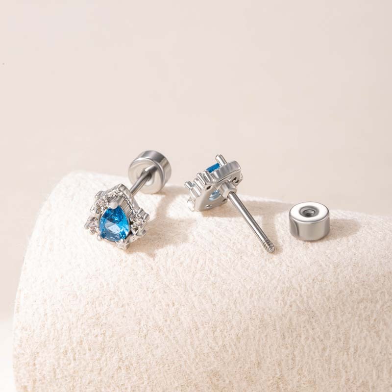 1 Paire De Boucles D'Oreilles À Tige En Acier Titane Et Zircone Pour Femme, Série Simple, Goutte Simple, Sans Placage h5Image4