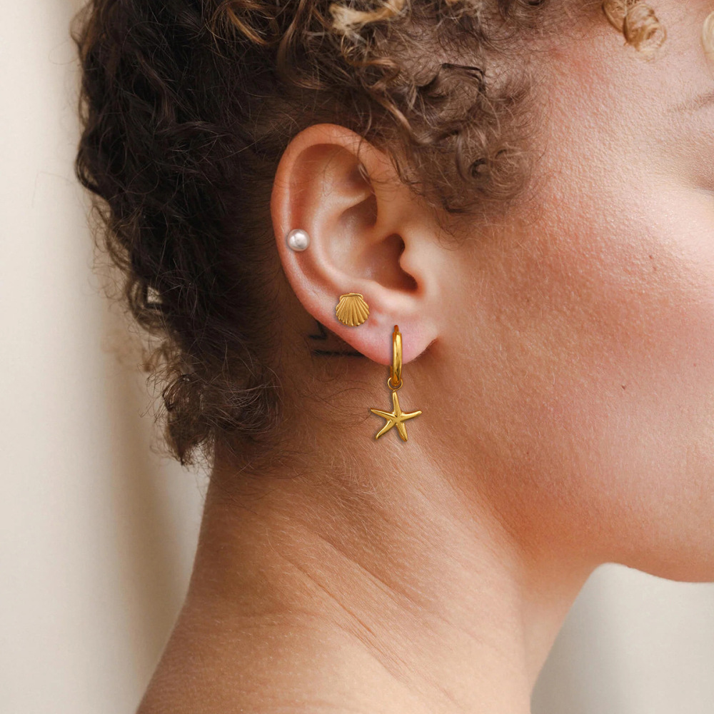 1 Paire De Boucles D'Oreilles Pour Femme, Série Romantique, Classique, En Acier Inoxydable Plaqué Or , Avec Perles Artificielles Image7