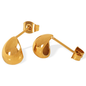 1 Paire De Boucles D'Oreilles À Tige Classiques En Acier Inoxydable Plaqué Or  Pour Femme, Série Simple h5 Image7