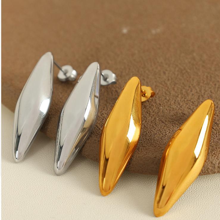 1 Paire De Boucles D'Oreilles À Tige Géométriques Quotidiennes En Acier Titane Couleur Or Pour Femme, Série Simple Image4