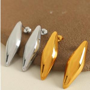 1 Paire De Boucles D'Oreilles À Tige Géométriques Quotidiennes En Acier Titane Couleur Or Pour Femme, Série Simple h5 Image4