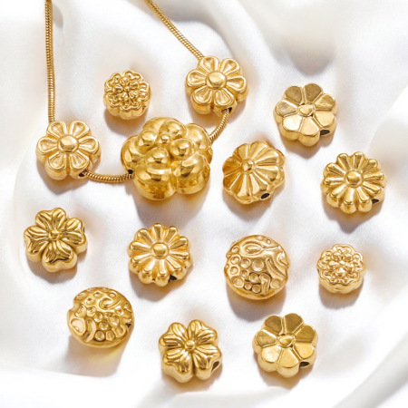 1 paire de pendentifs rétro en forme de fleur pour femme, plaqués or 