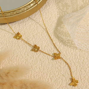 Collier Avec Pendentif En Acier Inoxydable Plaqué Or Pour Femme, Série Simple, Motif Animal Mignon h5 Image4