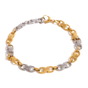 Bracelet Chaîne Géométrique Décontracté En Acier Inoxydable Plaqué Or Pour Femme, Série Simple, 1 Pièce h5 Image5