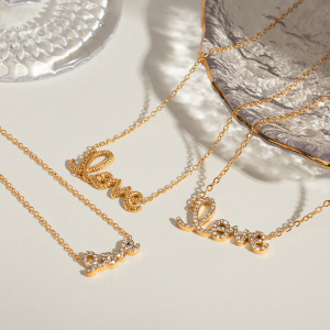 Collier Avec Pendentif En Acier Inoxydable Plaqué Or  Et Strass Pour Femme, Série Simple Et Décontractée, Lettre h5 Image5