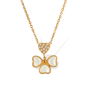 Collier Avec Pendentif Géométrique Simple En Acier Inoxydable Plaqué Or Et Strass Pour Femme, 1 Pièce h5 Image6