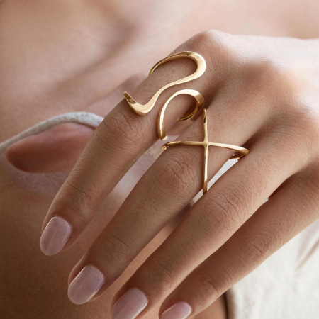 bague ouverte de forme spéciale en acier inoxydable , style ins transfrontalier européen et américain, tendance populaire, 
