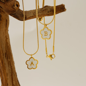 Collier Avec Pendentif Coquillage En Acier Inoxydable Plaqué Or Pour Femme, Série Simple, Lettre Quotidienne h5 Image3