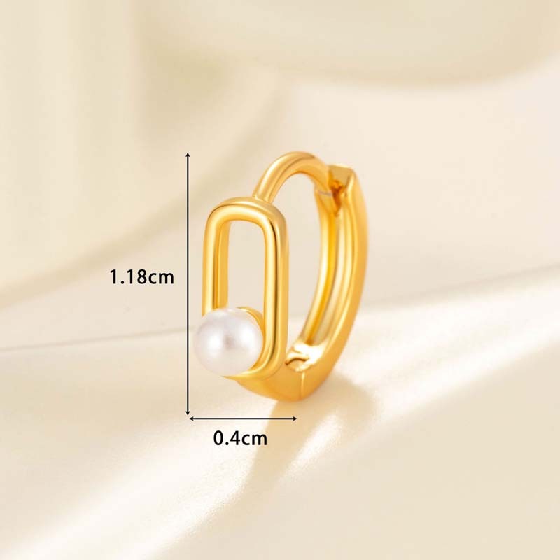 1 Pièce De Boucles D'Oreilles Créoles Géométriques Simples En Cuivre Sans Placage Pour Femmes Image3