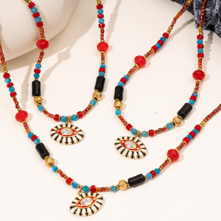 Collier de perles pour femme, collection Radiant Series, style rétro chic, en acier inoxydable, couleur or, étanche (1 pièce)