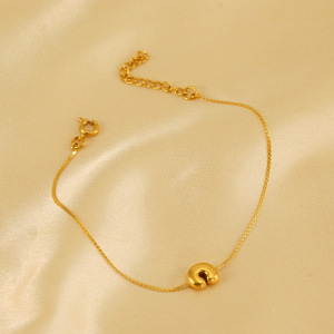Bracelet Chaîne Unisexe En Acier Inoxydable Plaqué Or , Série Simple, Lettre Quotidienne, 1 Pièce h5 Image3