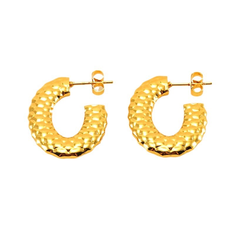 1 Paire De Boucles D'Oreilles À Tige Géométriques Simples Plaquées Or Pour Femme Image6