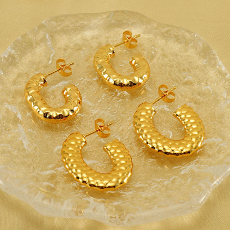 1 paire de boucles d'oreilles à tige géométriques simples plaquées or  pour femme 2