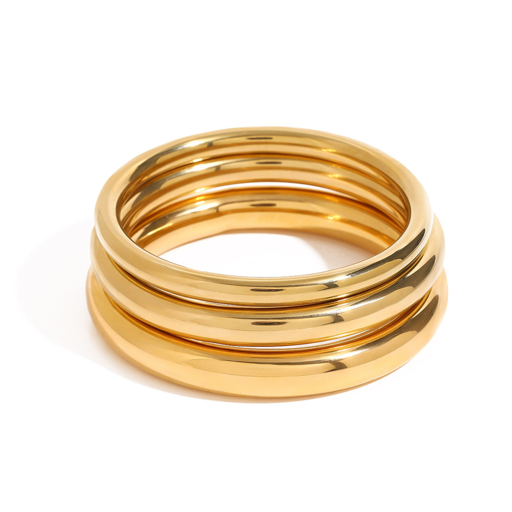 Bracelet Jonc Annulaire En Acier Inoxydable Étanche Couleur Or, Collection Classique, Modèle Streamline, Pour Femme (1 Pièce) Image10