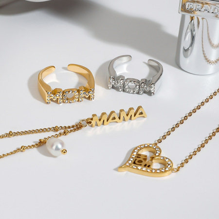 Collier Pendentif Femme Étanche En Acier Inoxydable Avec Lettre « Maman » (1 Pièce) - Collection Romantique - Collection Fête Des Mères