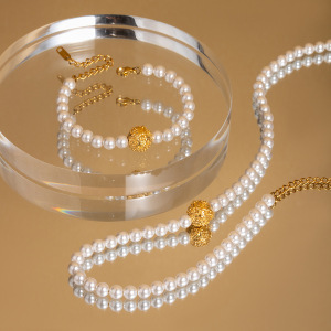 Collier De Perles Élégant En Acier Inoxydable Plaqué Or  Pour Femme, Série Simple, 1 Pièce h5 Image5