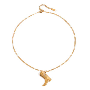 Collier Pendentif Femme Élégant, Style Botte Classique, Couleur Unie, En Acier Inoxydable, Étanche, Couleur Or (1 Pièce) h5 Image8
