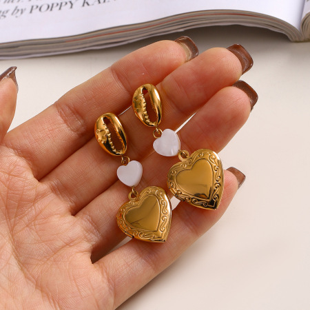 1 paire de boucles d'oreilles pendantes élégantes en forme de grain de café, en acier inoxydable doré, imperméables, de la collection romantique pour femmes. 2