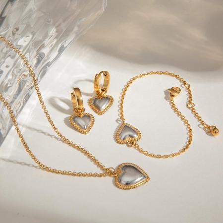 Collier pendentif femme en acier inoxydable doré, motif cœur mignon, collection romantique (1 pièce)