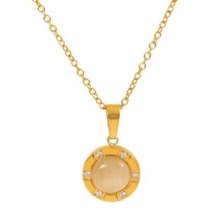 Collier Avec Pendentif Géométrique Rétro En Acier Titane Plaqué Or  Pour Femme, Série Classique, 1 Pièce h5 Image6
