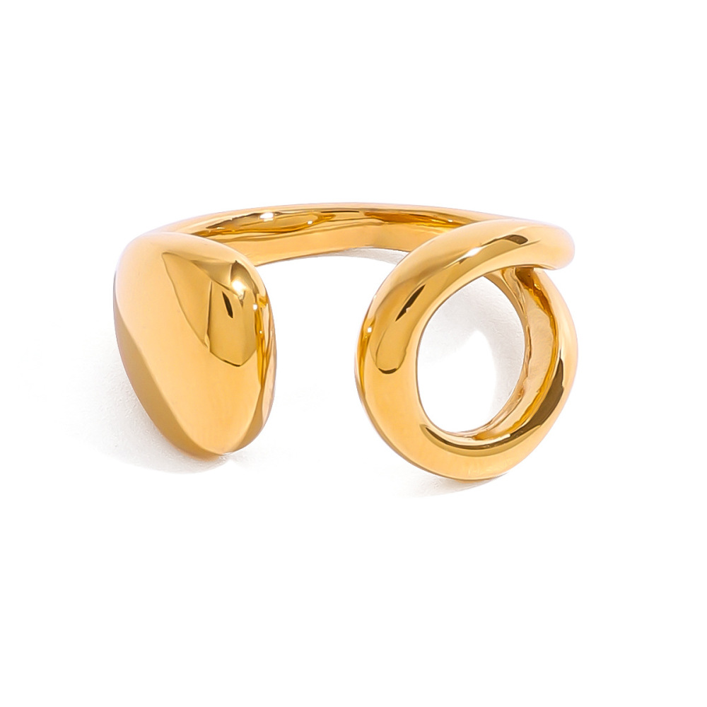 Bague Minimaliste En Acier Inoxydable Massif, Étanche, Couleur Or (1 Pièce) Image5