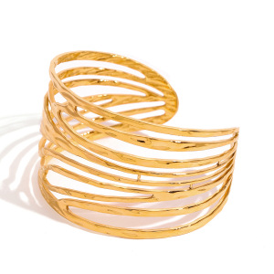 Bracelet Géométrique Simple En Acier Inoxydable Plaqué Or  Pour Femme, 1 Pièce h5 Image5