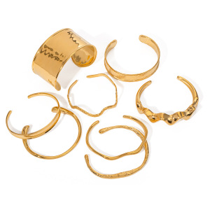 Bracelet Jonc Femme Étanche En Acier Inoxydable, Style Géométrique Simple, 1 Pièce h5 Image5