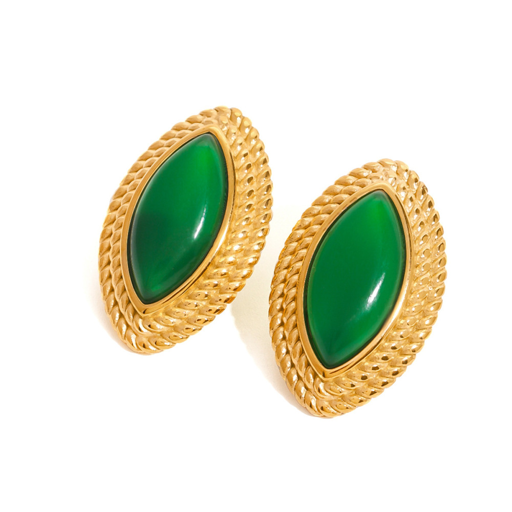1 Paire De Boucles D'Oreilles À Tige Géométriques Rétro En Acier Inoxydable Plaqué Or Pour Femme, Série Classique h5Image5
