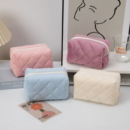 1 paire de sacs simples en velours côtelé de couleur unie pour femmes