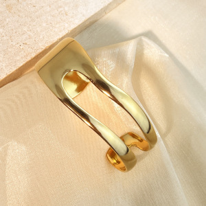 Bracelet Jonc Pour Femme, 1 Pièce, En Acier Inoxydable, Étanche, Ajouré, Couleur Or, Collection Simple Series h5 Image5