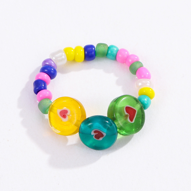 Bague Ajustable Pour Femme, Série Luxueuse, Jolies Perles Artificielles De Couleurs Mélangées Image3