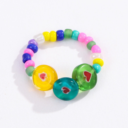 Bague ajustable pour femme, série luxueuse, jolies perles artificielles de couleurs mélangées 2