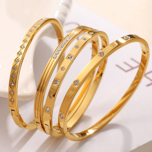 Bracelet Pour Femme, 1 Pièce, Série Exquise, Hexagramme Brillant, Acier Inoxydable, Étanche, Couleur Or h5 Image4