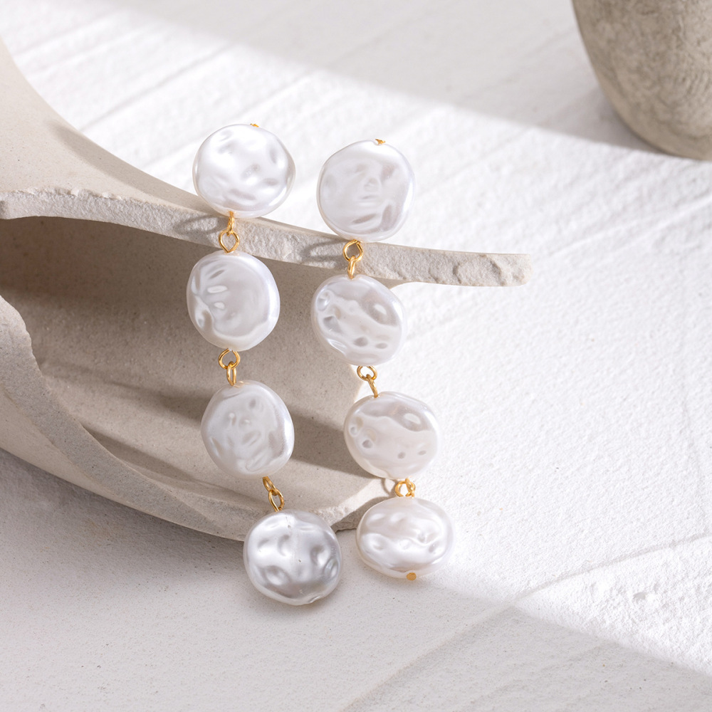 1 Paire De Boucles D'Oreilles Élégantes De La Série Classique, En Acier Inoxydable Plaqué Or Avec Perles Artificielles, Pour Femme. Image5
