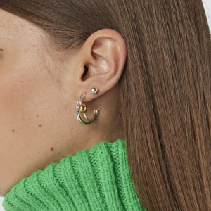 1 Paire De Boucles D'Oreilles Puces Annulaires Exquises En Acier Inoxydable Étanche, Couleur Or Et Argent, De La Collection Designable Series. h5 Image5