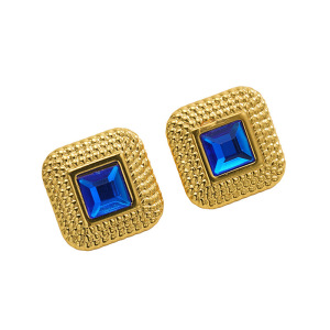 1 Paire De Boucles D'Oreilles À Tige Géométriques Simples En Acier Inoxydable Plaqué Or  Et Acrylique Pour Femmes h5 Image6